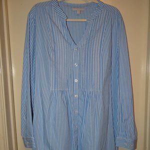 Woman Within Perfect Pintuck Tunic French Blue Stripe